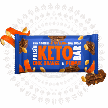 Pulsin Keto proteinska tablica s pomarančo, čokolado in arašidi, 50 g