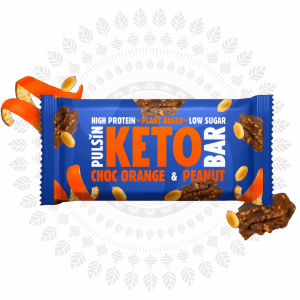 Pulsin Keto proteinska tablica s pomarančo, čokolado in arašidi, 50 g