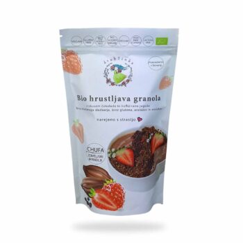 drobTinka Ekološka granola z okusom čokolade in liofiliziranimi jagodami, 300 g