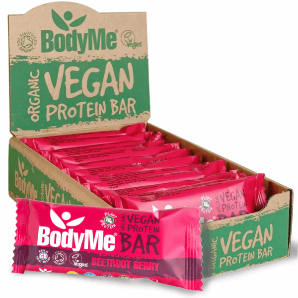 Bodyme proteinska ploščica beetroot berry Proteinska ploščica BodyMe z okusom jagodičevja in rdeče pese, 60 g