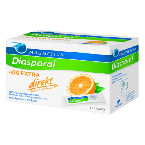 Magnesium-Diasporal 400 Extra Direkt, okus pomaranče, 20/50 vrečk