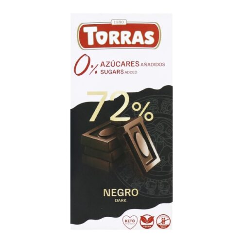 Torras temna čokolada brez sladkorja, 72% kakava, 75 g