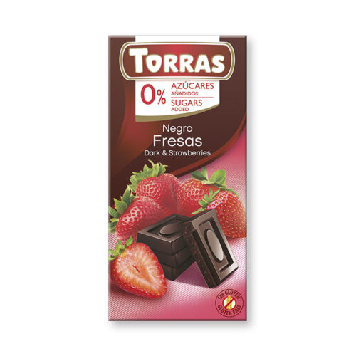 Torras temna čokolada brez sladkorja - jagoda, 75 g