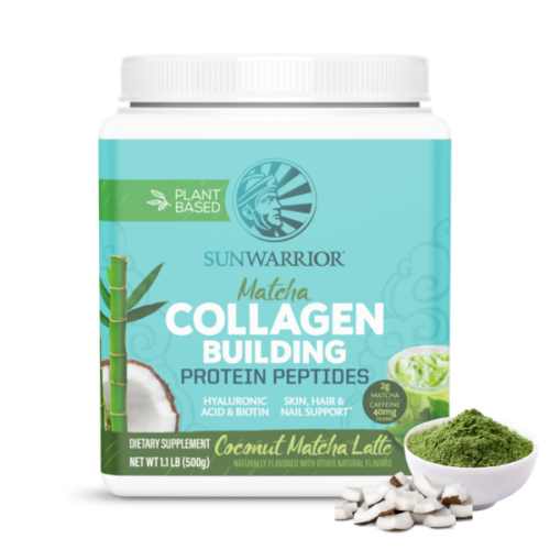 Sunwarrior rastlinski kolagen gradniki, okus kokos in matcha latte – prehransko dopolnilo, 500 g