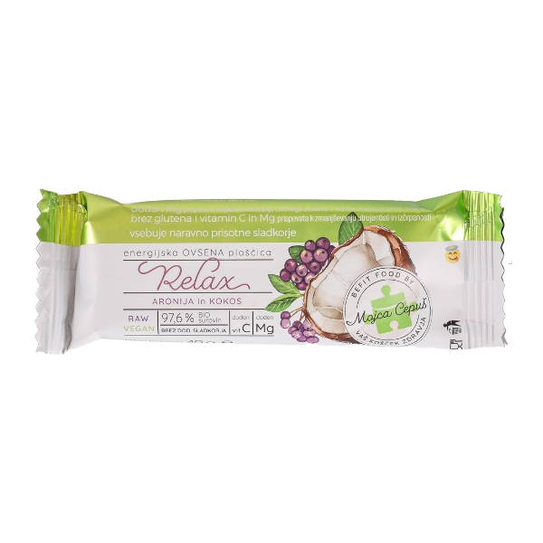 befit-relax-energijska-ploscica Relax ovsena ploščica Befit, okus aronija - kokos, 40 g