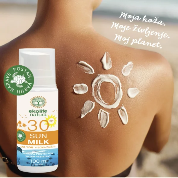 Naravna sončna krema Ekolife Natura - Sun milk SPF 30, 100 ml