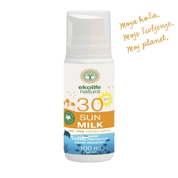 Naravna sončna krema Ekolife Natura - Sun milk SPF 30, 100 ml