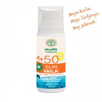 Naravna sončna krema Ekolife Natura - Sun milk SPF 50, 100 ml