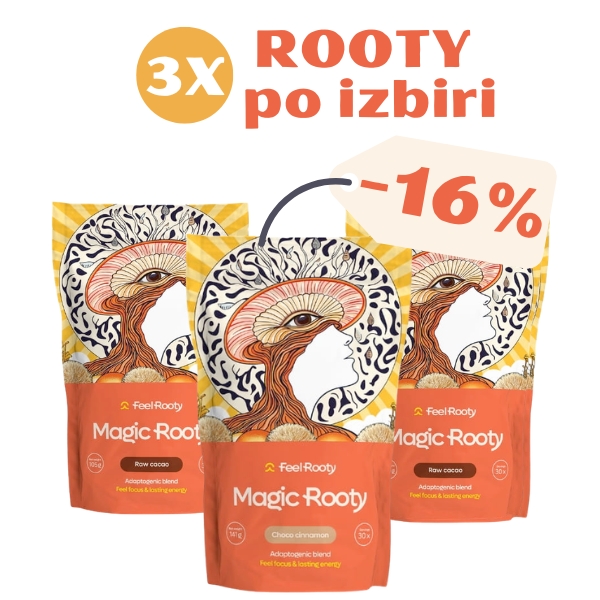 3x Rooty PAKET- magični napitek z adaptogeni in medicinskimi gobami