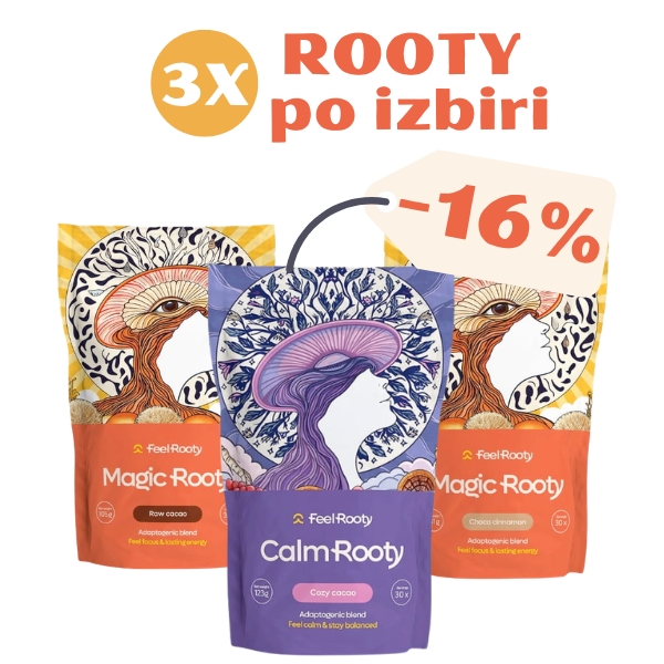 3x Rooty PAKET- magični napitek z adaptogeni in medicinskimi gobami