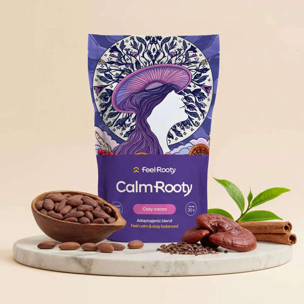calm-rooty-1 CalmRooty nežen kakav - sproščujoč napitek z adaptogeni, superživili in medicinskimi gobami