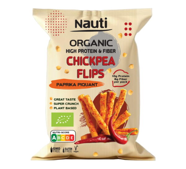 Flips iz čičerike - Nauti, ekološko - Paprika pikant, 55 g