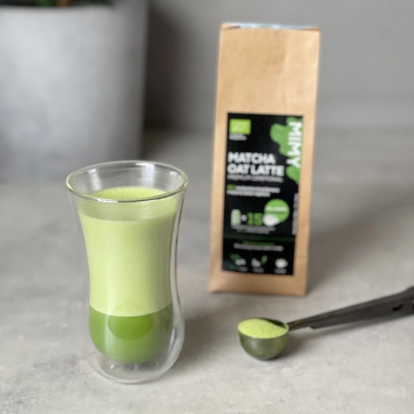 mimy-matcha-oat-latte-napitek MIMY Matcha oat latte (z barista ovseno osnovo), 300 g, ekološko