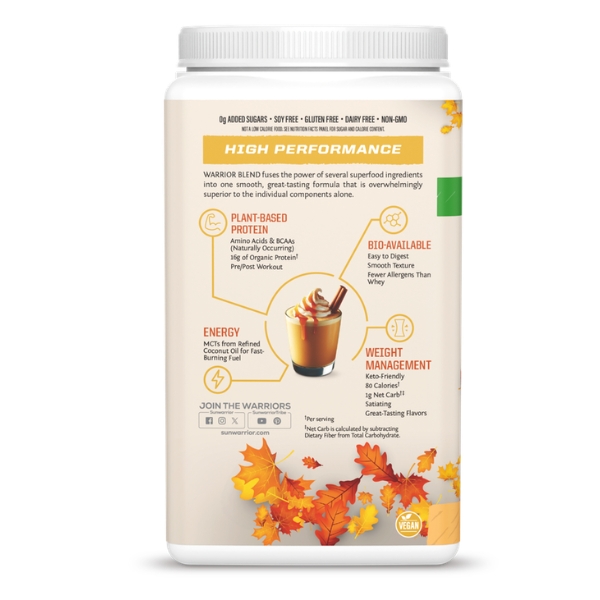sunwarrior-warrior-blend-proteini-pumpkin-spice-sestava Sunwarrior Warrior Blend rastlinski proteini - Pumpkin spice, 750 g