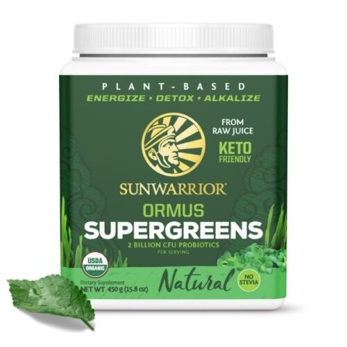 Sunwarrior Ormus super-zelenje, naravni okus, 450 g (za 90 napitkov)